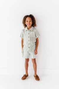 Mint Bay Stripes | BOYS LINEN SET - COMING SOON!