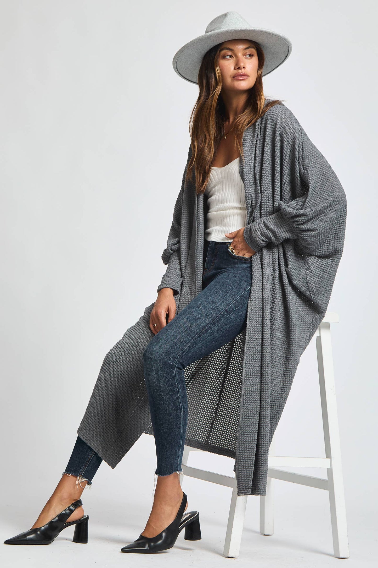 Cozy Vibe Crochet Maxi Duster – Oversized Hooded Layer