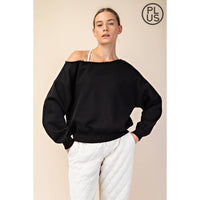 FRENCH TERRY FLEECE OFF SHOULDER TOP - Plus/Curvy