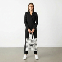 Lulu Mac REUSABLE TOTE-WHITE BLACK DOTS