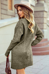 Cable Knit Drop Shoulder Loose Fit Sweater Fall Dress