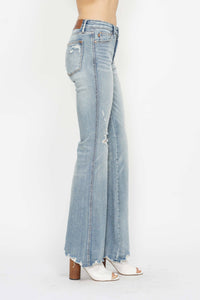 Judy Blue Mid-Rise Tummy Control Destroyed Flare Jeans