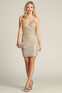Sparkling Sequin Bodycon Mini Dress with Spaghetti Straps