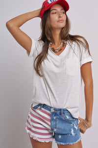 Stars And Stripes Cutoff Denim Shorts Distressed