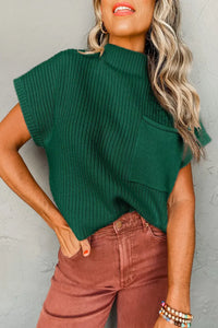 Ribbed Knit Short Sleeve Top with Pocket – Cozy & Stylish Everyday Wear