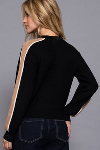 Long Sleeve Round Neck Sleeve Line Detail Sweater