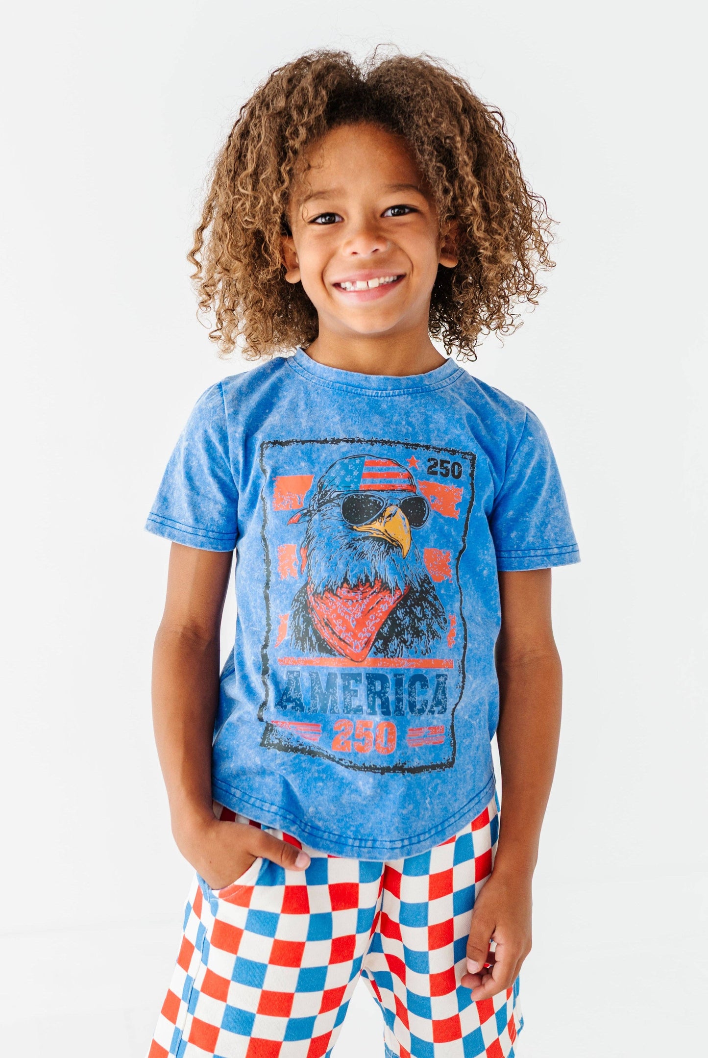 Eagle Stamp | BLUE Boys Curve Hem Tee