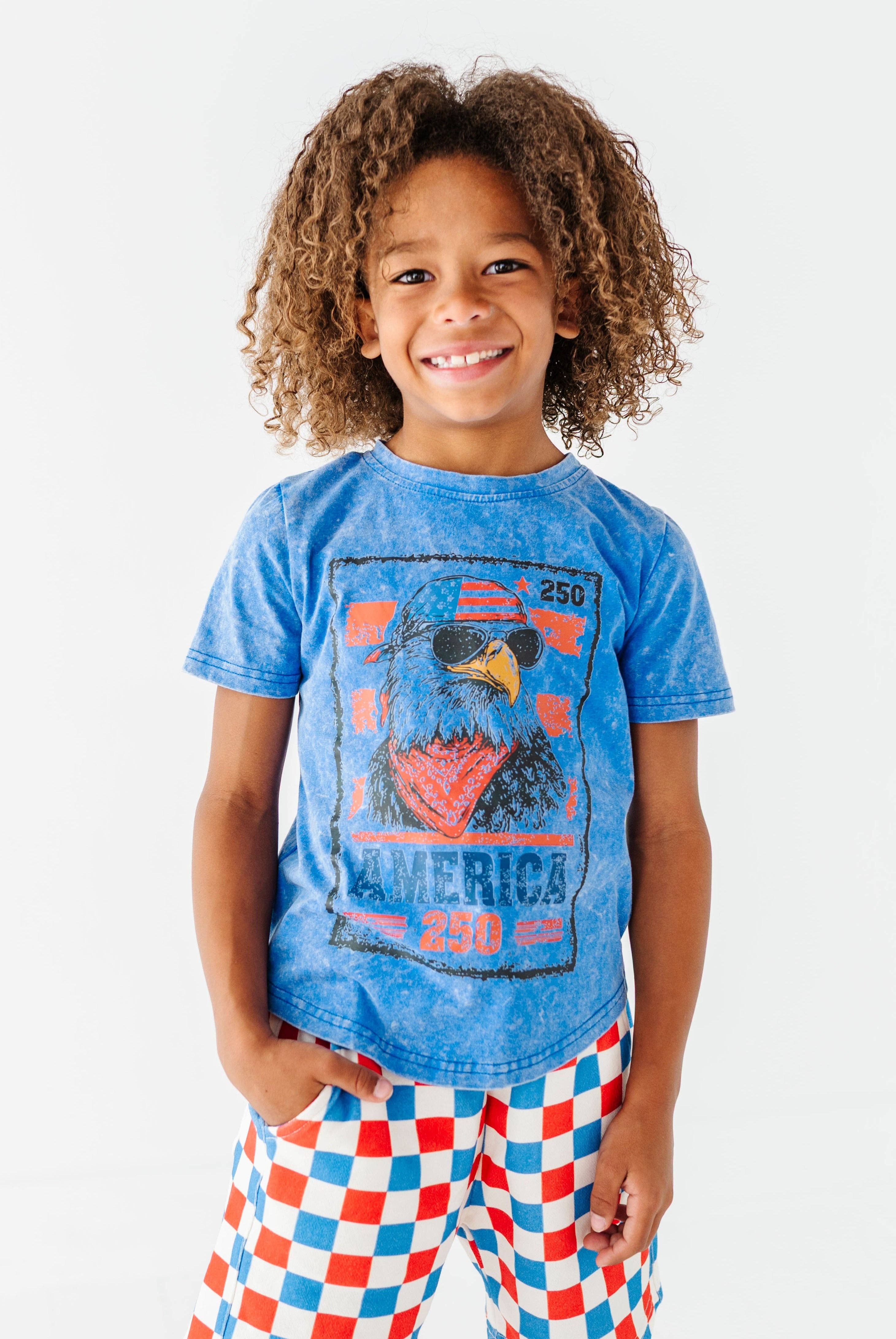 Eagle Stamp | BLUE Boys Curve Hem Tee