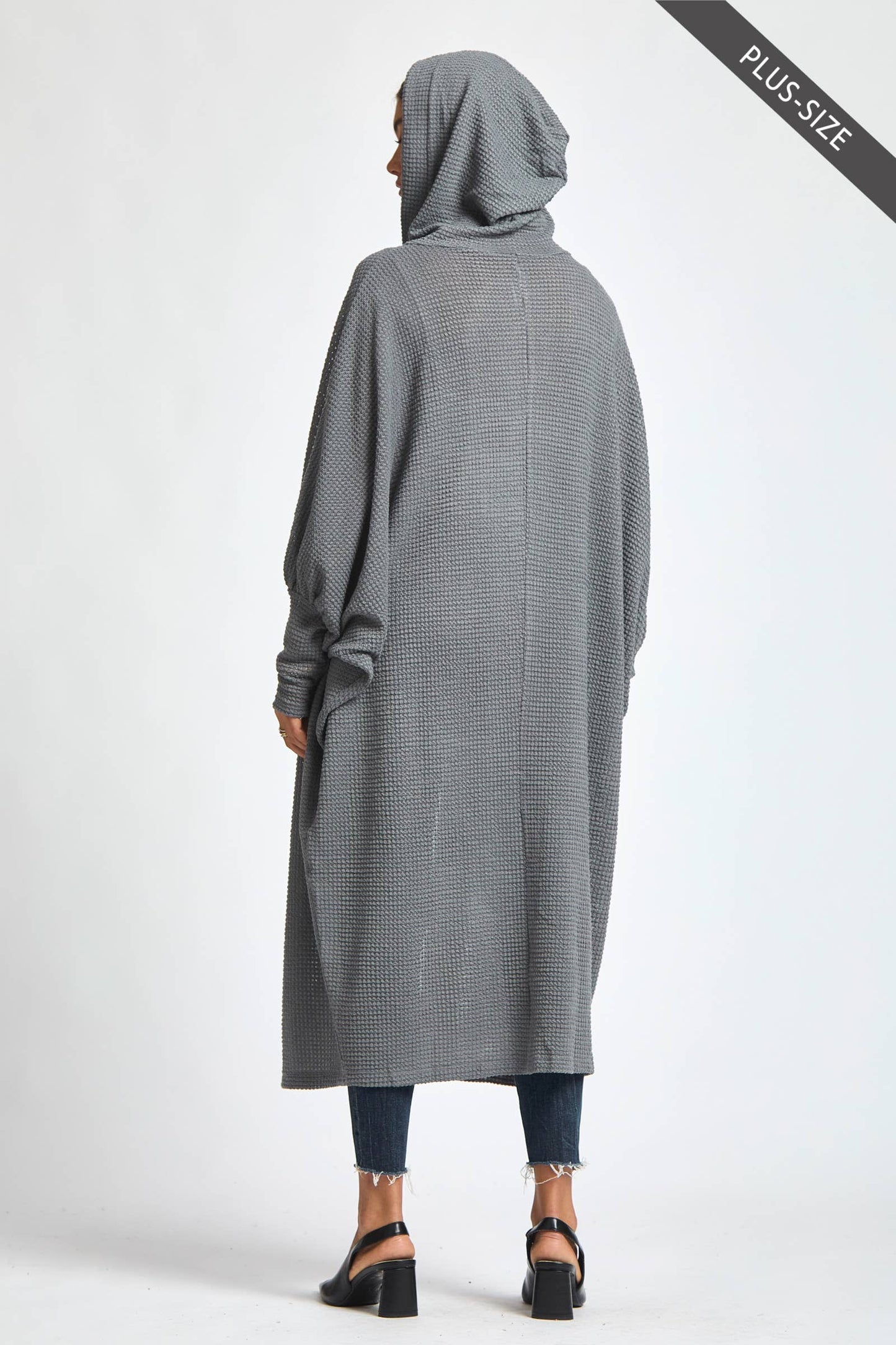 PLUS SIZE Cozy Vibe Crochet Maxi Duster – Oversized Hooded Layer