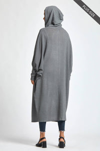 PLUS SIZE Cozy Vibe Crochet Maxi Duster – Oversized Hooded Layer