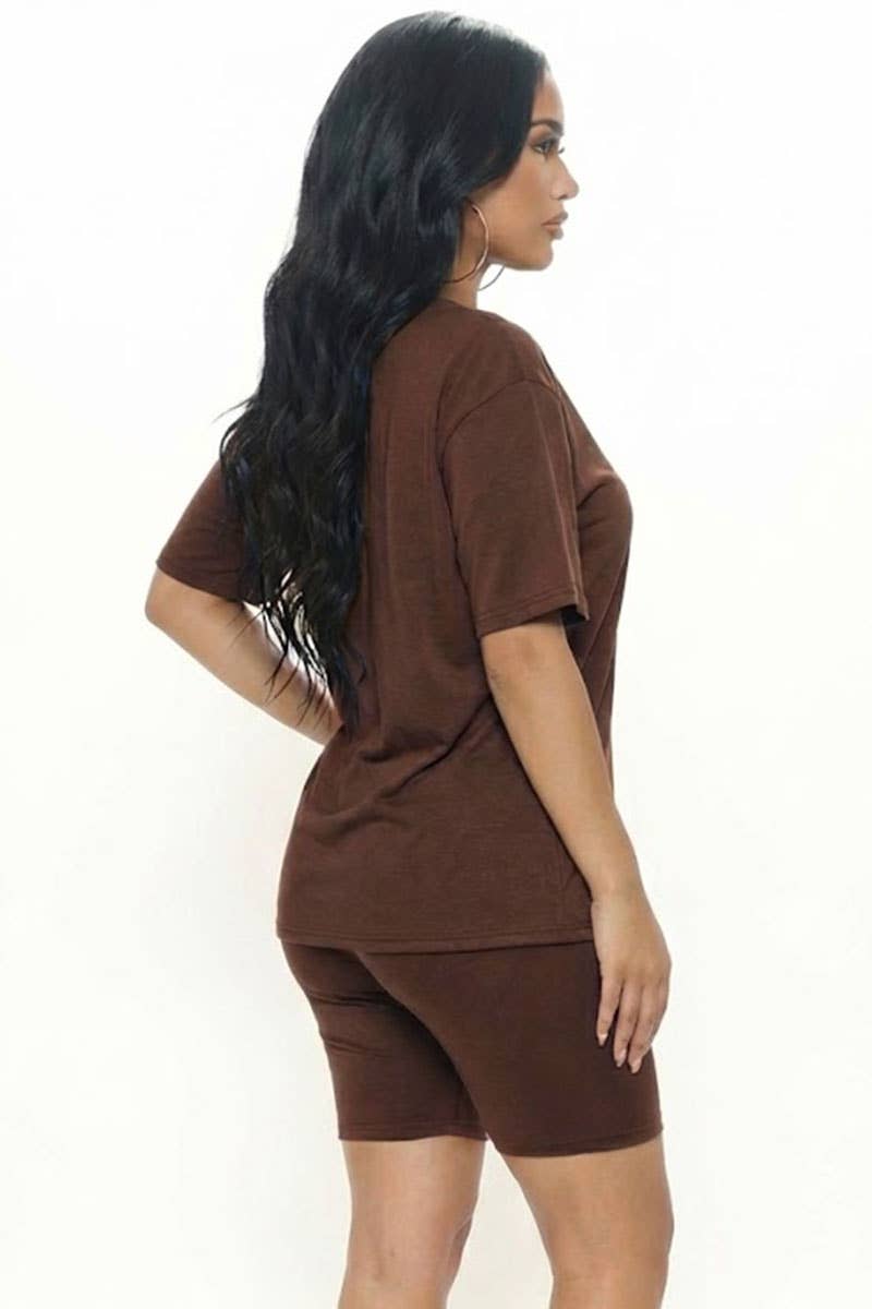 Oversized Top & High Waisted Biker Shorts Set