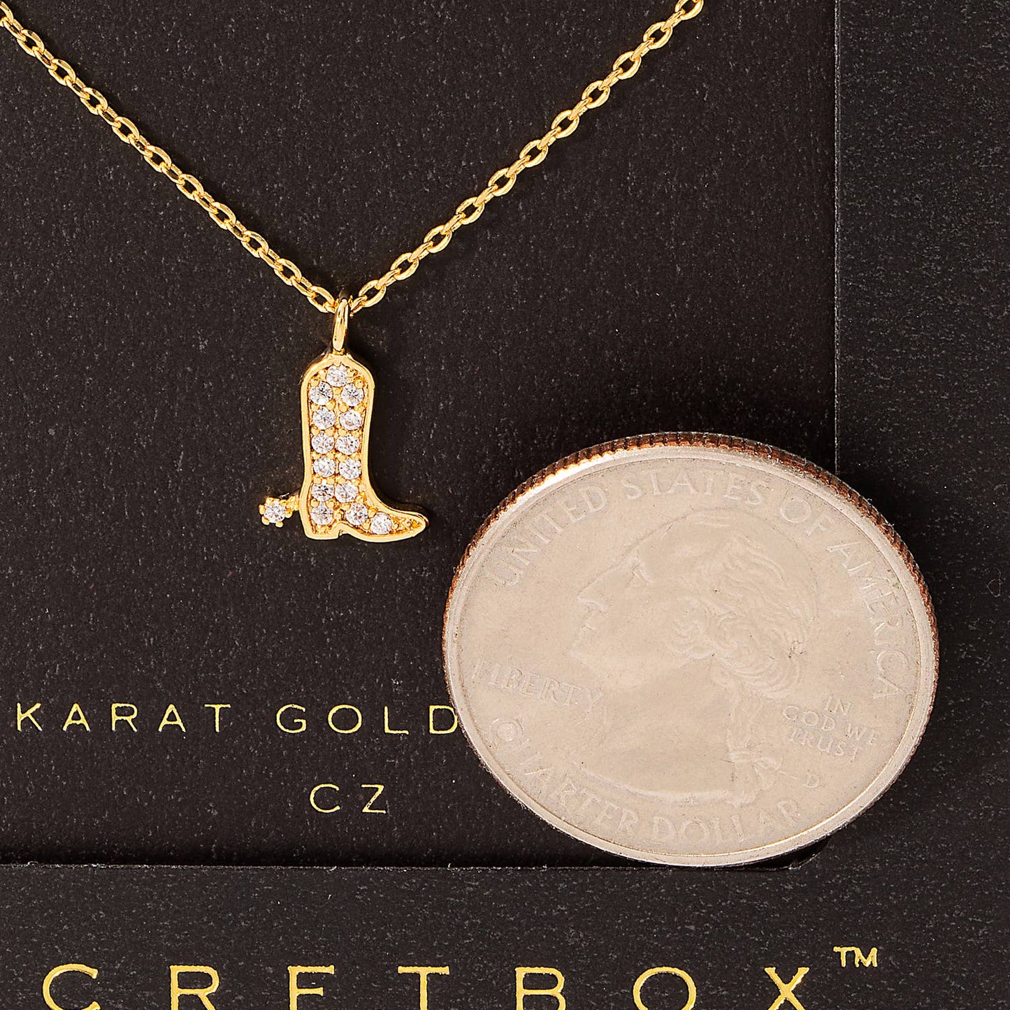 Gold Dipped Pave Cowboy Boot Pendant Necklace