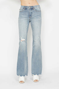 Judy Blue Mid-Rise Tummy Control Destroyed Flare Jeans