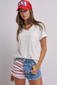 Stars And Stripes Cutoff Denim Shorts Distressed