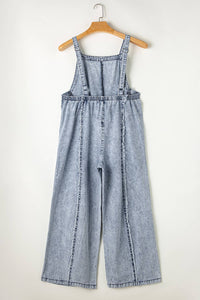 Chic Solid Color Cotton Blend Overalls – Dark Grey & Beau Blue