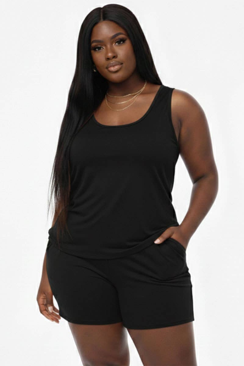 Comfy Tank Top & Shorts Set - Plus