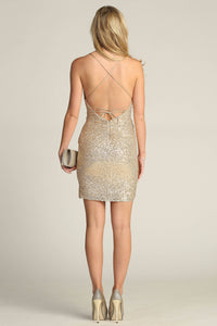 Sparkling Sequin Bodycon Mini Dress with Spaghetti Straps