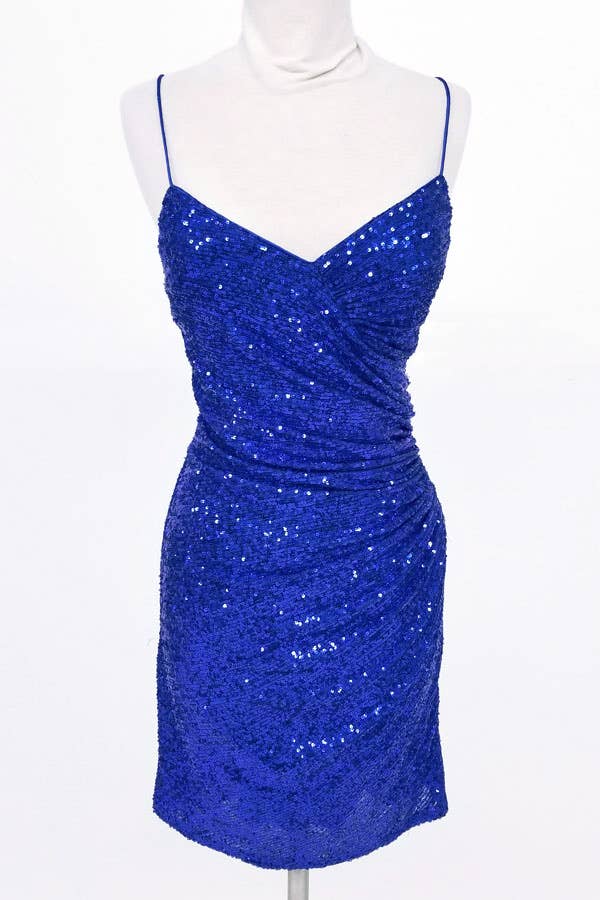 Sparkling Sequin Bodycon Mini Dress with Spaghetti Straps