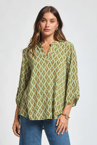 Signature Lizzy Top – Lightweight Wrinkle-Free Travel Blouse with Mandarin Collar