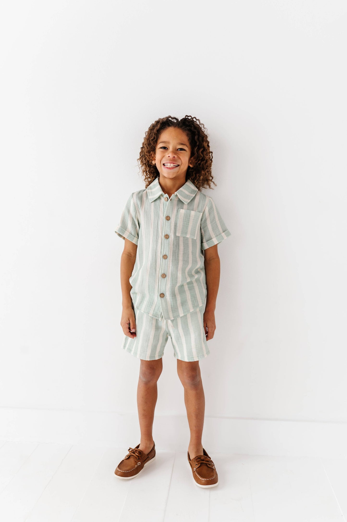 Mint Bay Stripes | BOYS LINEN SET - COMING SOON!