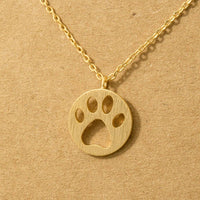 Paw Print Pendant Necklace - Brass