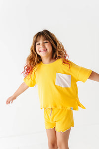 Lemon Drop | Boxy Crop + Shorts RIB Set