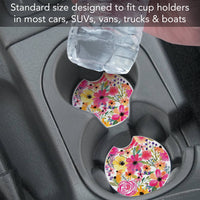"Floral Frenzy" Absorbent Stone Car Coaster 1pk