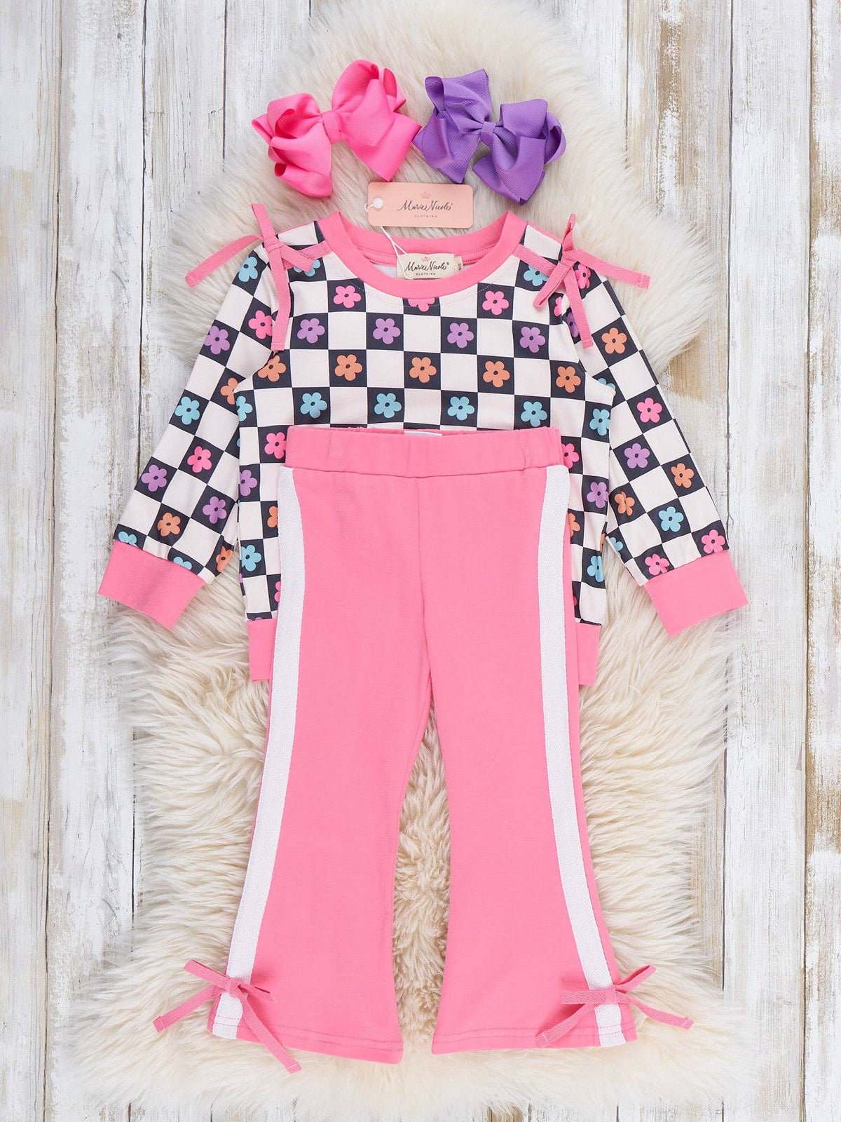 Checkered Petal Grove Ruffle Outfit