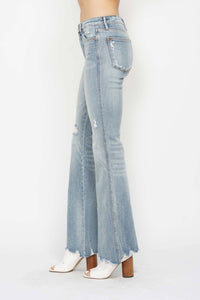 Judy Blue Mid-Rise Tummy Control Destroyed Flare Jeans
