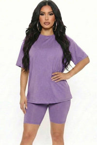 Oversized Top & High Waisted Biker Shorts Set