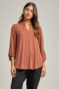 Signature Lizzy Top – Wrinkle-Free Travel Blouse with Mandarin Collar
