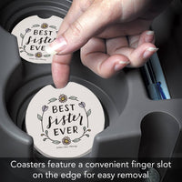 "Best Sister Ever" Absorbent Stone Car Coaster 1pk