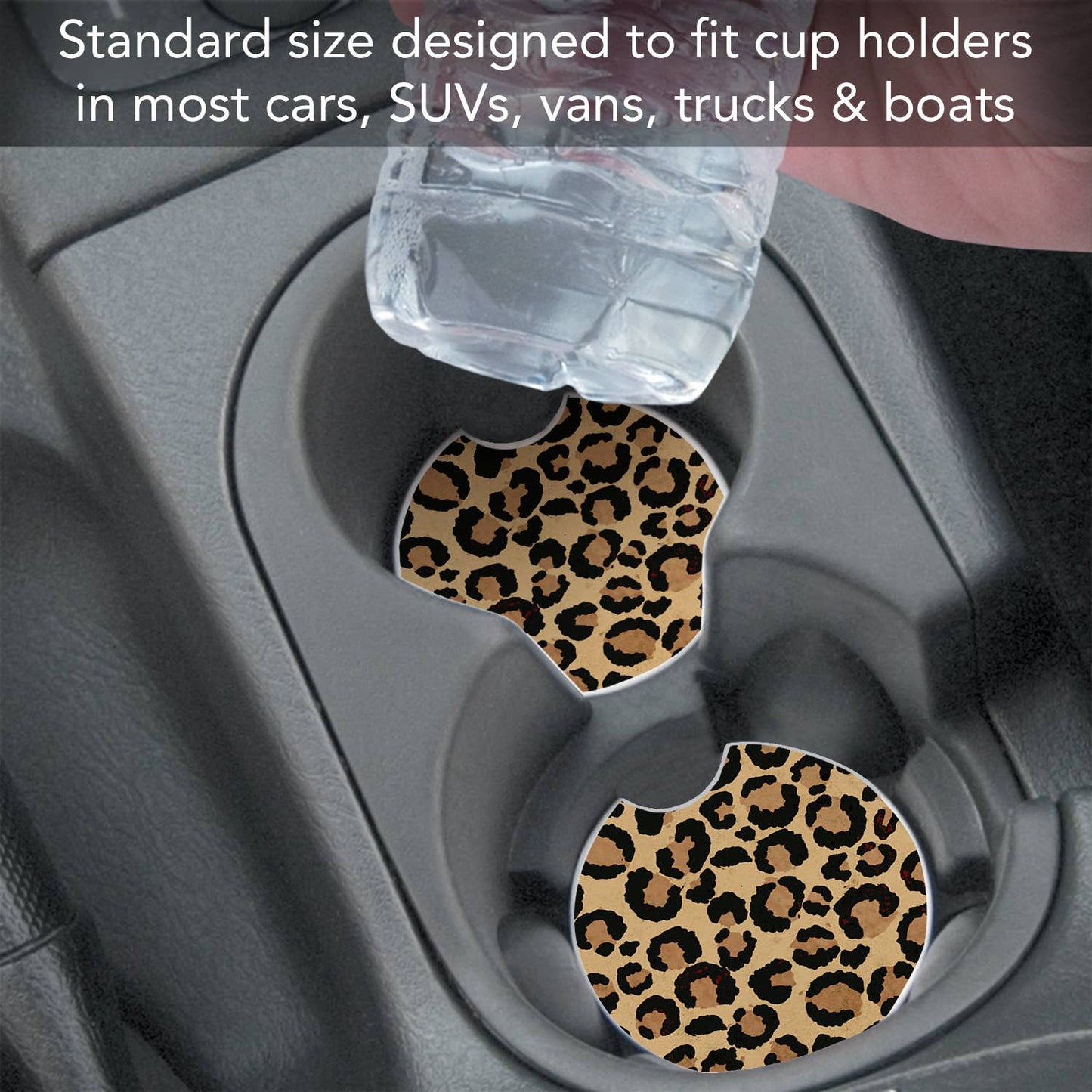 Leopard Print Absorbent Stone Car Coaster 1 Pk