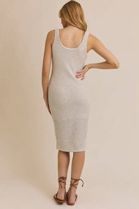 Ribbed Knit Tank Midi Dress – Sleeveless Bodycon Stretch Dress