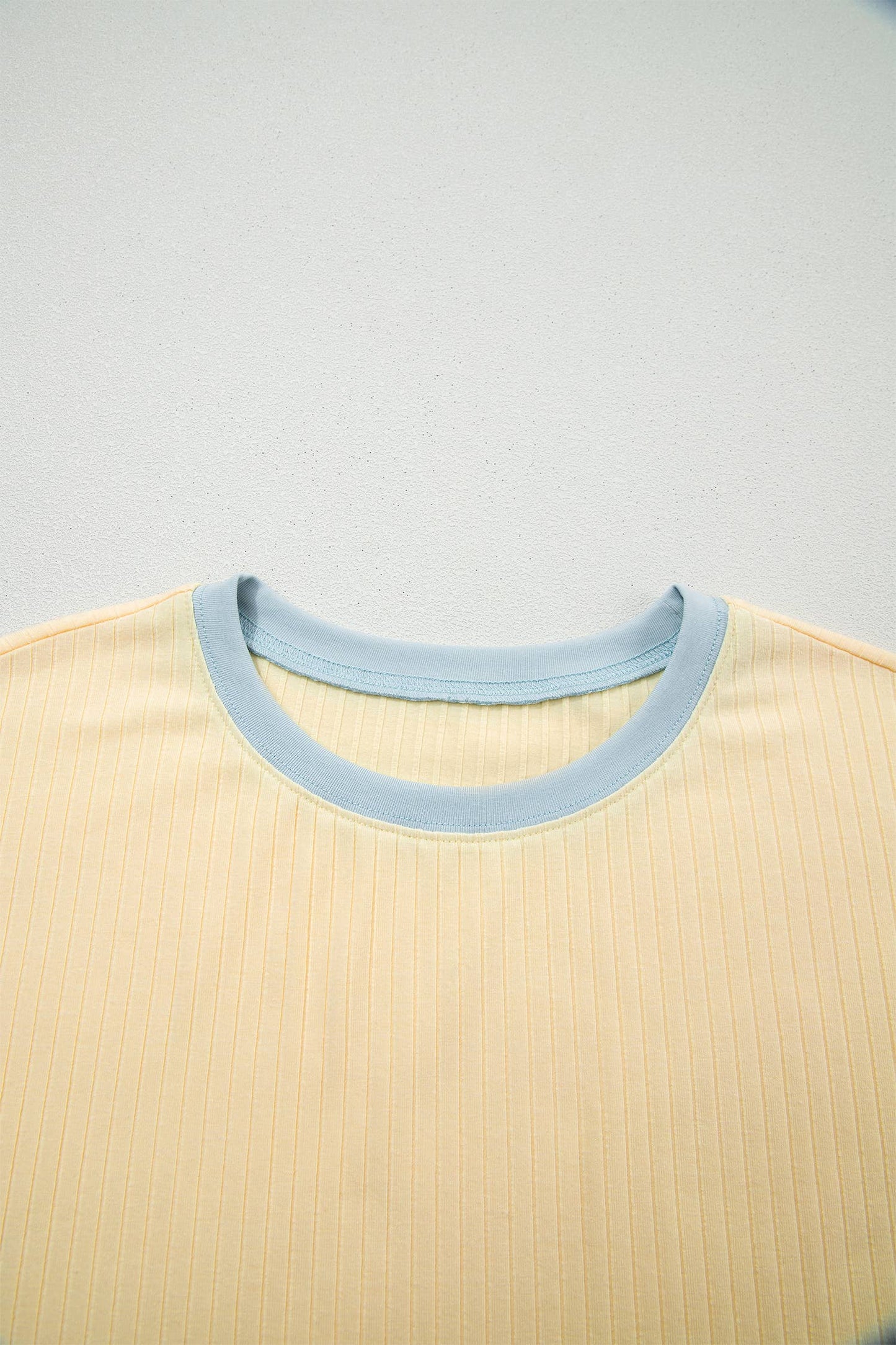 Casual Ribbed Colorblock Trim 2pcs Shorts Set