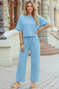 High Waist Pant and Short Sleeve Set