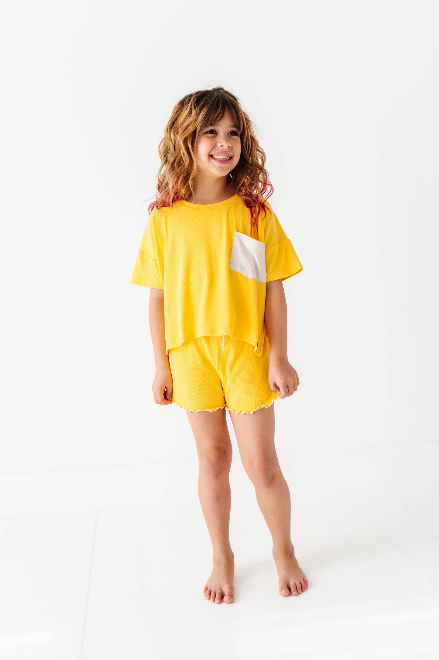 Lemon Drop | Boxy Crop + Shorts RIB Set