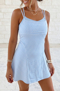 Gingham Plaid Double Layered Cami Mini Dress 3pcs Set