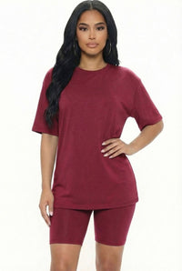 Oversized Top & High Waisted Biker Shorts Set