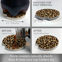 Leopard Print Absorbent Stone Car Coaster 1 Pk