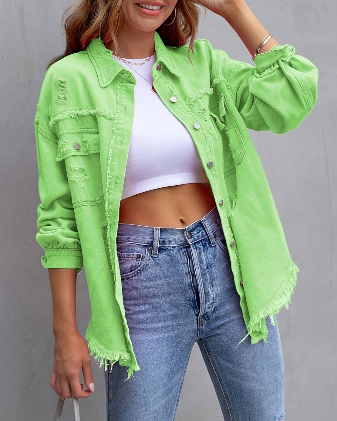 Distressed Denim Shacket