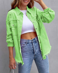 Distressed Denim Shacket