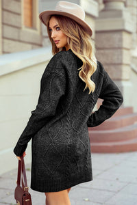 Cable Knit Drop Shoulder Loose Fit Sweater Fall Dress
