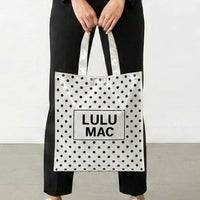 Lulu Mac REUSABLE TOTE-WHITE BLACK DOTS