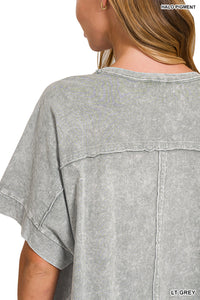 HALO SNOW WASHED OVERSIZED CROP BOX TEE - LT GREY