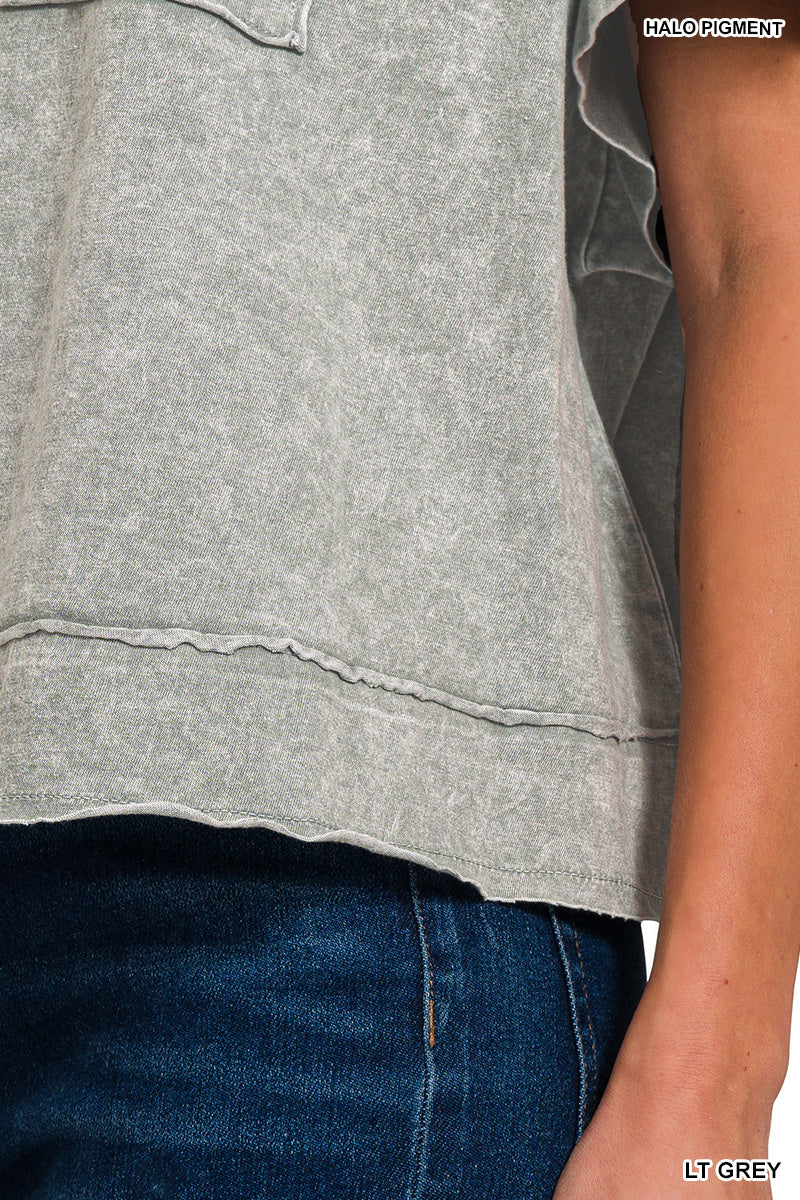HALO SNOW WASHED OVERSIZED CROP BOX TEE - LT GREY