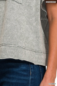 HALO SNOW WASHED OVERSIZED CROP BOX TEE - LT GREY