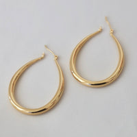 Large Teardrop Hoop Earrings – 16k Gold Plated Brass Hoops