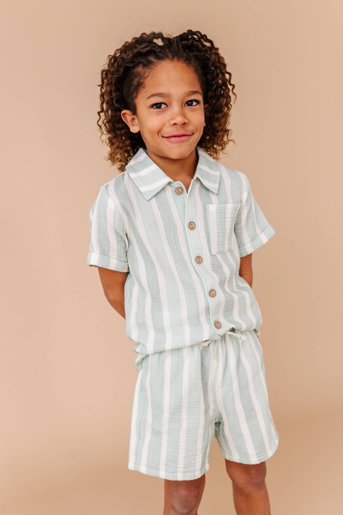 Mint Bay Stripes | BOYS LINEN SET - COMING SOON!