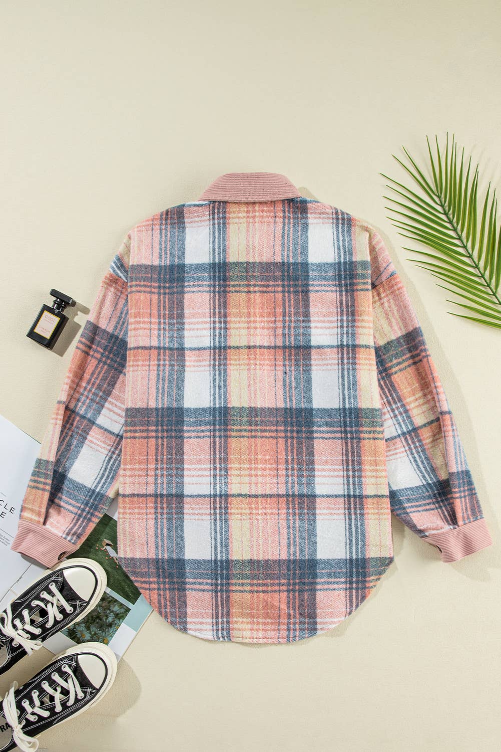 Plaid Corduroy Patchwork Chest Pocket Shacket – Oversized Fall Layer